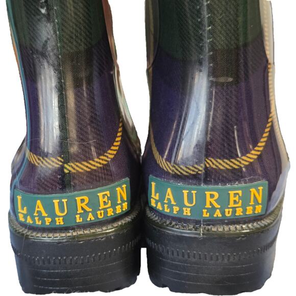 Ralph Lauren Rossalyn II Tartan Plaid Preppy Equestrian Riding Rain Boots 7 EUC - Picture 4 of 7